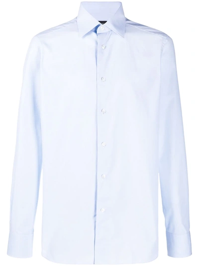 Ermenegildo Zegna Long-sleeved Cotton Shirt In Blue