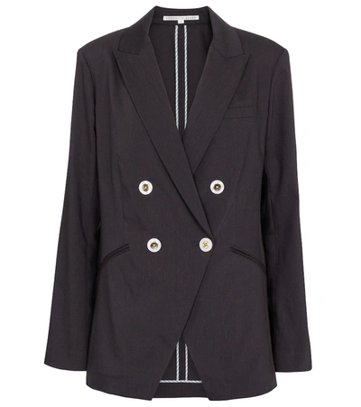 Veronica Beard Nisha Double-breasted Linen-blend Blazer In Blue