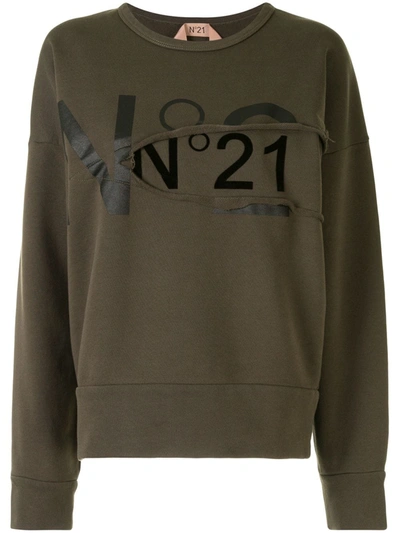 N°21 Logo Sweatshirt W/ Side Pocket In Green