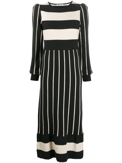 Ports 1961 Striped Knitted Dress In Black