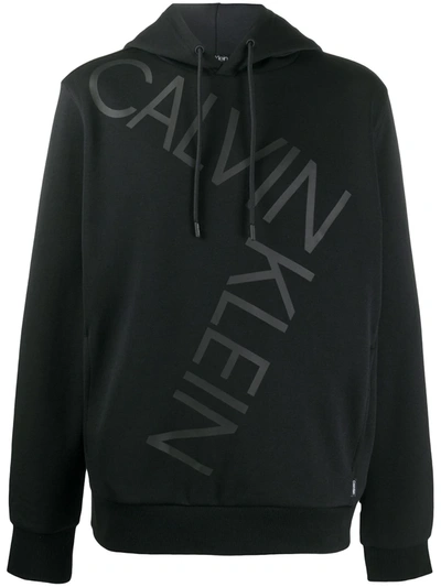 Calvin Klein Logo Print Hoodie In Black