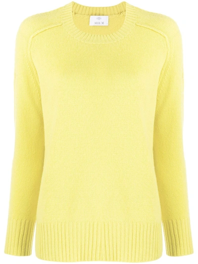Allude Ribbed-trim Crew Neck Jumper In Yellow