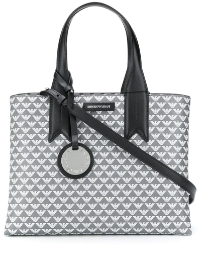 Emporio Armani Logo Print Tote Bag In Grey