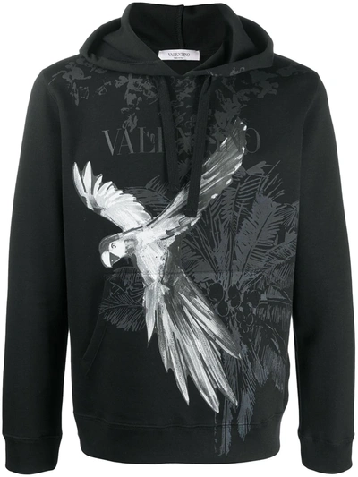 Valentino Mural Jungle Print Logo Hoodie In Black