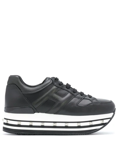 Hogan Embossed Logo Platform Sneakers In Black