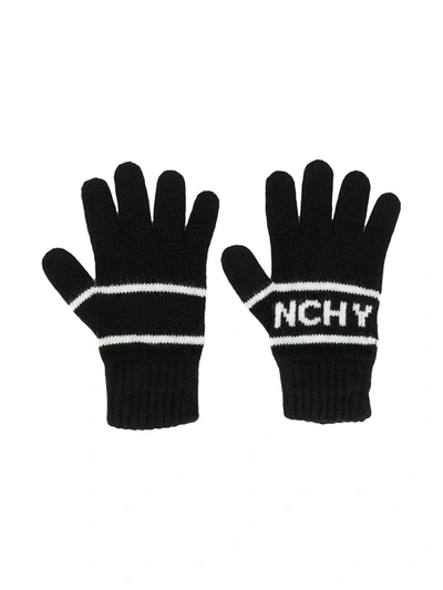 Givenchy Kids' Logo Embroidered Gloves In Black