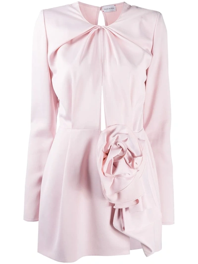 Magda Butrym Long Sleeve Mini Dress With Waist Detail In Pink