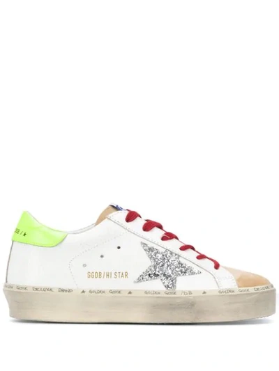 Golden Goose Hi-star Distressed Sneakers In White