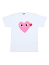 Comme Des Garçons Play Double Heart T-shirt In Pink White
