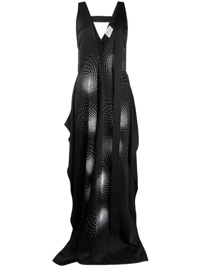 Stella Mccartney Plunging Embellished Drape Dress In Black