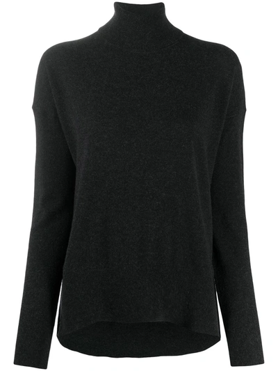 Theory Karenia Cashmere Turtleneck Sweater In Deep Charcoal