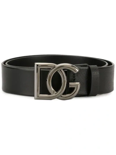 Dolce & Gabbana Classic Logo Belt In Black