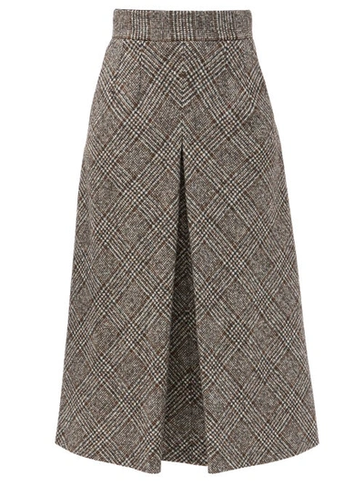 Dolce & Gabbana Prince Of Wales-check Wool-blend Tweed Midi Skirt
