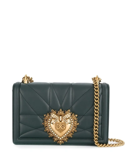 Dolce & Gabbana Devotion Medium Quilted Crossbody Bag In Green