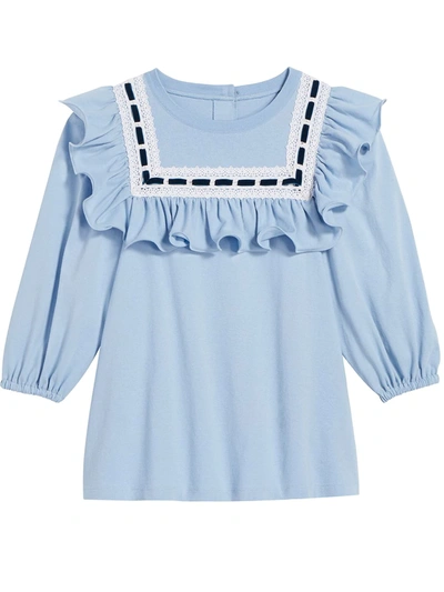 Marc Jacobs Lace-trimmed Cotton Blouse In Blue