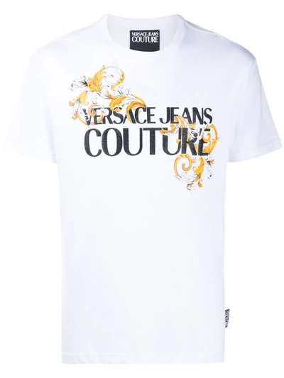 Versace Jeans Couture Kids' Logo Baroque Print T-shirt In White