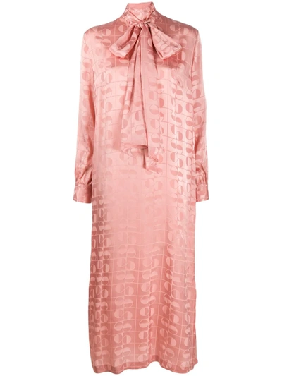Ports 1961 Abstract Print Tie Neck Dress In Pink