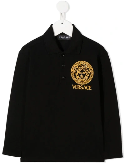Young Versace Kids' Logo Print Shirt In Black