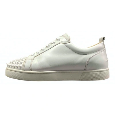 Pre-owned Christian Louboutin Louis Junior Spike White Leather Trainers