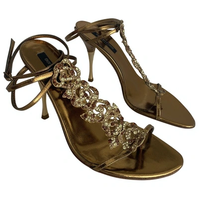 Pre-owned Sergio Rossi Patent Leather Sandals In Gold