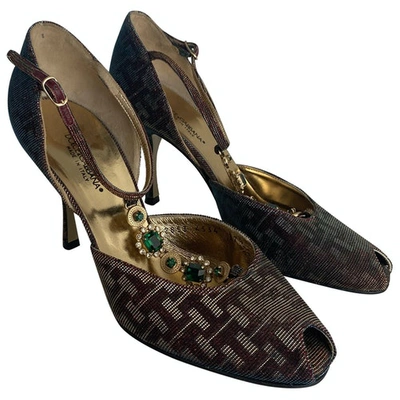 Pre-owned Dolce & Gabbana Cloth Sandals In Brown