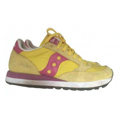 Pre-owned Saucony Yellow Suede Trainers