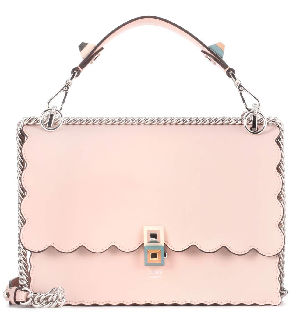 Fendi Women's Kan I Scalloped Handbag In Pink In Vere. Plaster | ModeSens