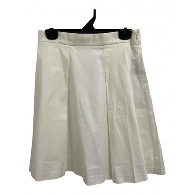 Pre-owned Dkny Mid-length Skirt In White