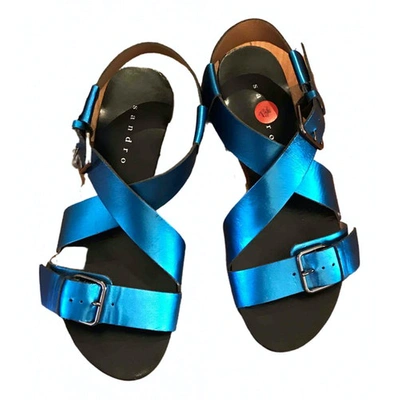 Pre-owned Sandro Leather Sandals In Blue