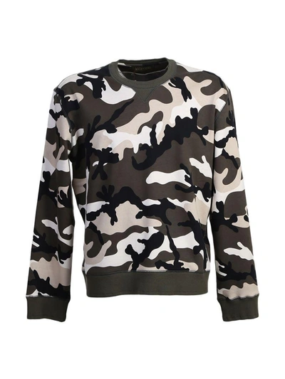 Valentino Studded Camouflage Cotton Sweater In Multi