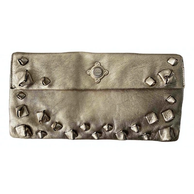 Pre-owned Hugo Boss Leather Clutch Bag In Gold