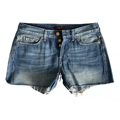 Pre-owned 7 For All Mankind Blue Denim - Jeans Shorts