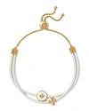 Tory Burch Enamel Logo-slider Bracelet, White/gold In Tory Gold/new Ivory