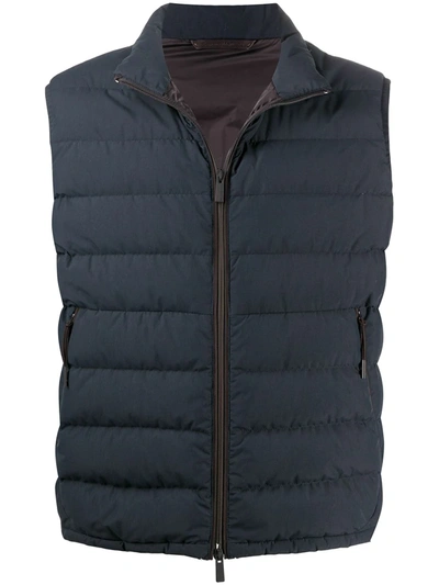 Ermenegildo Zegna Padded Down Gilet In Blue