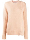 Acne Studios Knitted Crew Neck Jumper In Cream Beige