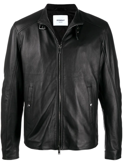 Dondup Buckled Collar Leather Jacket In Black