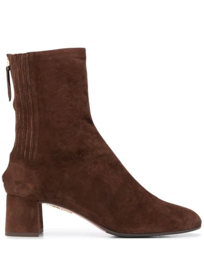 Aquazzura Saint Honorè Suede Ankle-boots In Esp Espresso