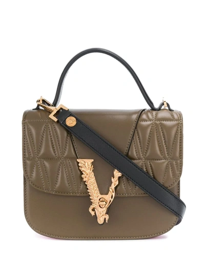 Versace Virtus Tote Bag In Green