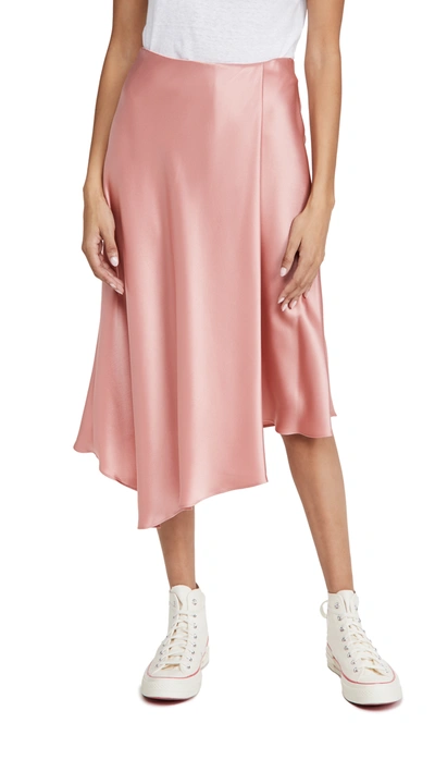 Alice And Olivia Asymmetric Wrap-effect Satin Skirt In Pink