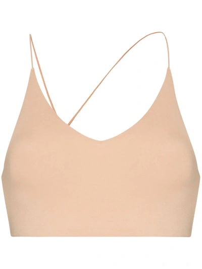Skin Glenna Asymmetric-back Bralette In Neutrals