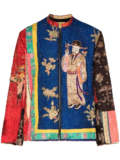 By Walid Dark Symbol Silk Embroidered Jacket In Multicolour