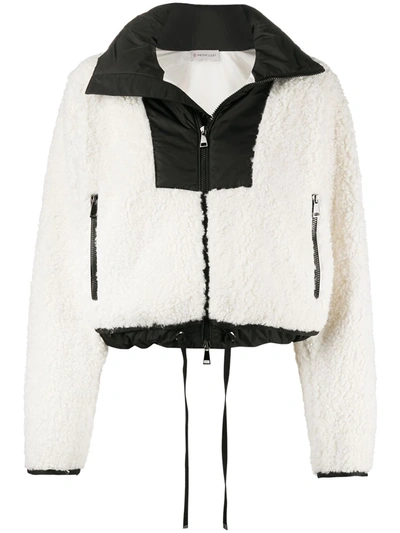 Moncler Maglia Faux-shearing Cropped Jacket In White
