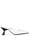 Givenchy White 70 Asymmetric Heel Leather Mules