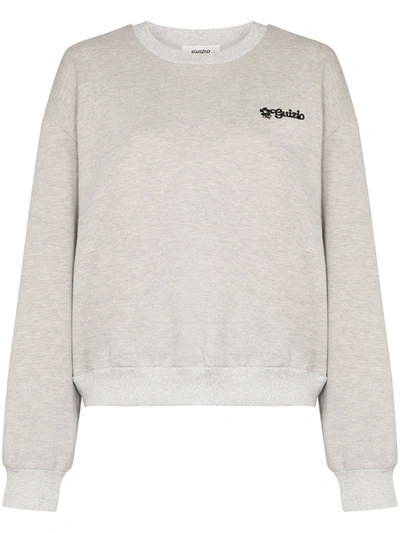 Danielle Guizio Floral-logo Embroidered Sweatshirt In Grey