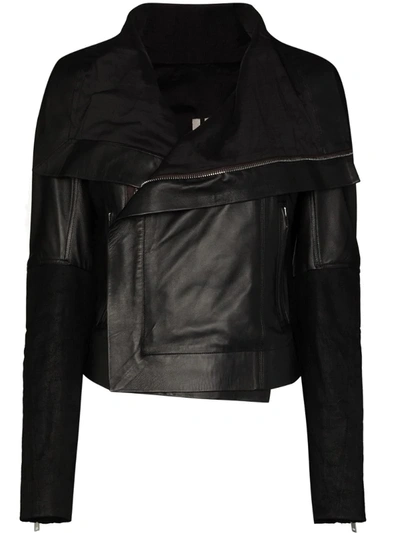 Rick Owens Larry Padded Leather Jacket In Black