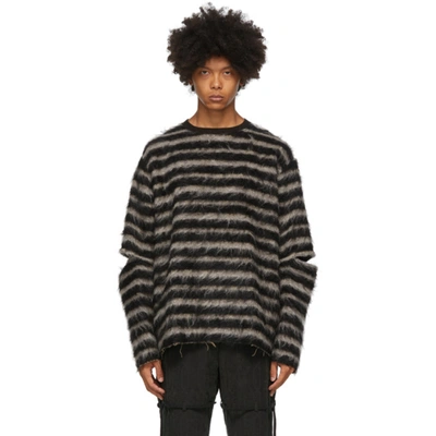 Song For The Mute Striped Knitted Sweater In Black