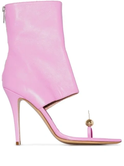 Natasha Zinko Rabbit Toe 110 Leather Ankle Boots In Pink