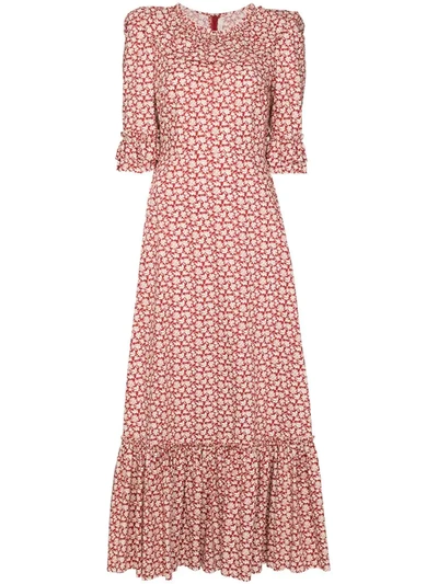 The Vampire's Wife The Gloria Ruffled Tiered Floral-print Cotton-poplin Maxi Dress In Pink