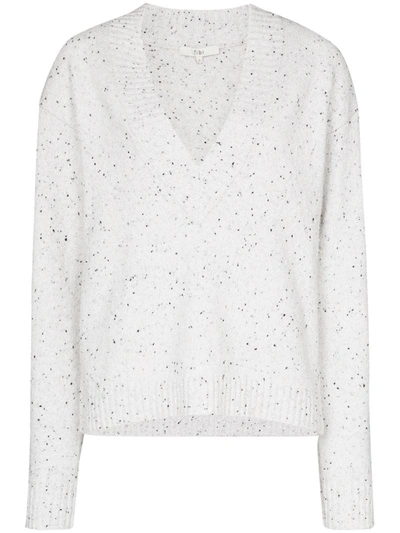 Tibi V-neck Recycled Wool-blend Sweater In White