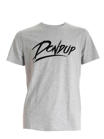 Dondup Flock Logo T-shirt In Melange Grey